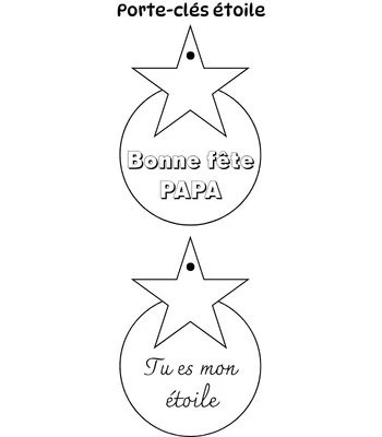 Porte-clés à imprimer gratuitement et à découper Bonne fête papa - Étoile