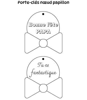 Porte-clés à imprimer et à découper pour la fête des pères - Noeud papillon