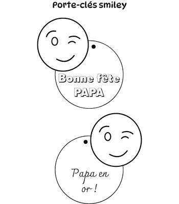 Porte-clés à imprimer et à découper pour souhaiter bonne fête à son père - Smiley