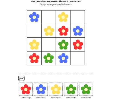 Mes premiers sudokus - Fleurs et couleurs - sudoku pour apprendre