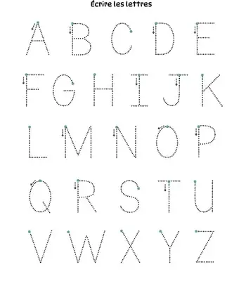Apprendre à tracer les lettres de l'alphabet en majuscule Initiation à l'écriture - Les lettres de l'alphabet en majuscule