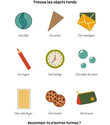 Fiche - Trouve les objets ronds Les formes - Trouver les objets ronds