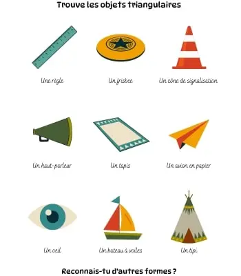 Fiche - Trouve les objets triangulaires Les formes - Trouver les objets triangulaires